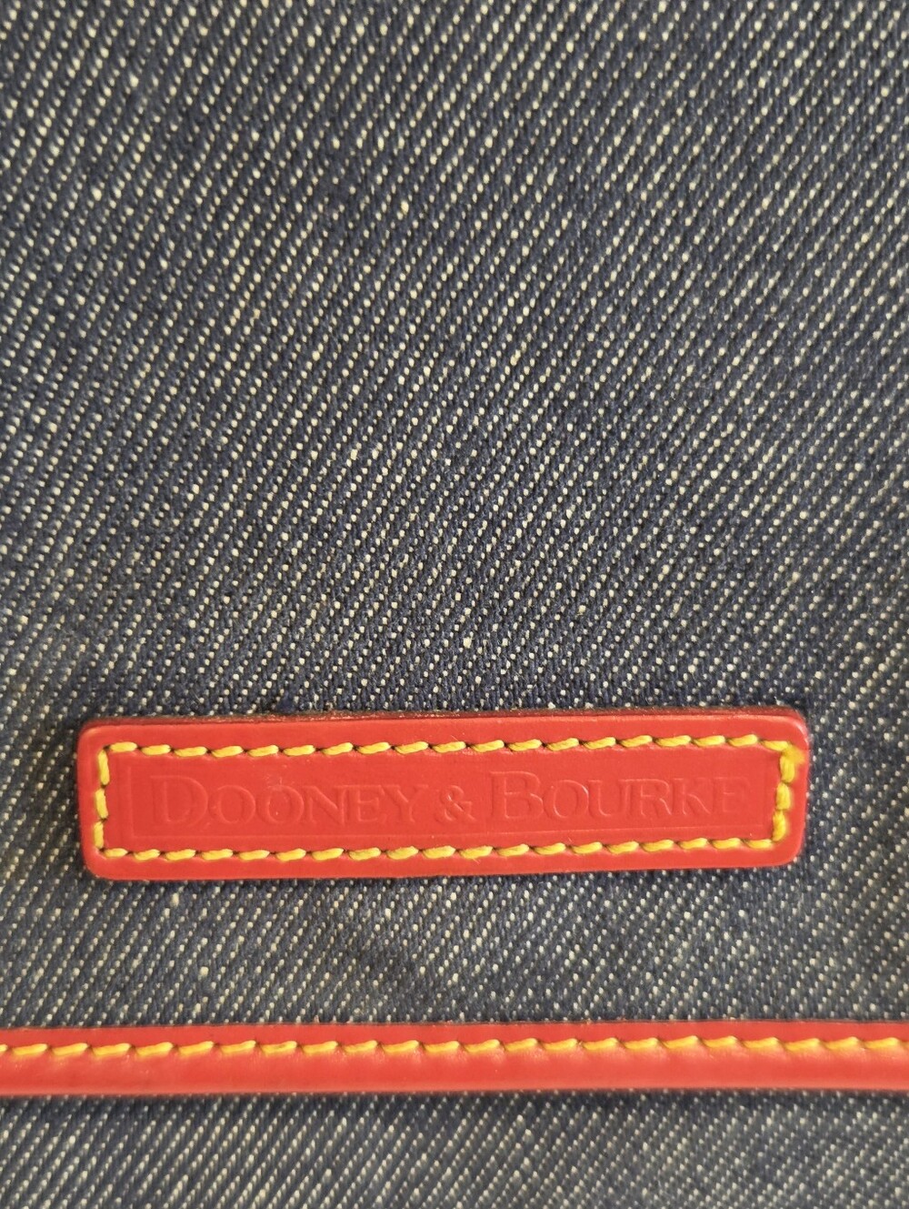 Dooney & Bourke Denim & Red Leather Crossbody Flap Bag - Vintage Made in USA - Picture 2 of 14